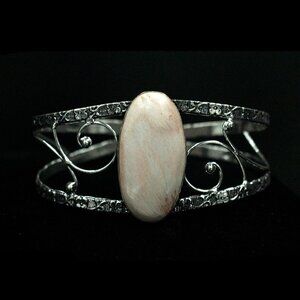 SHINY OVAL SCOLECITE SP CUFF BRACELET - JBZGW1